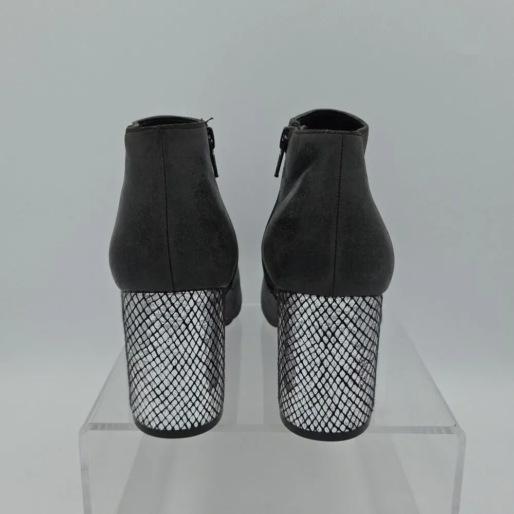 Katy Perry Women's Size 9 Corra Vegan Black ankle booties Shiny Block Heel EUC